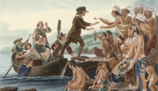 Roger Williams settles in Rhode Island