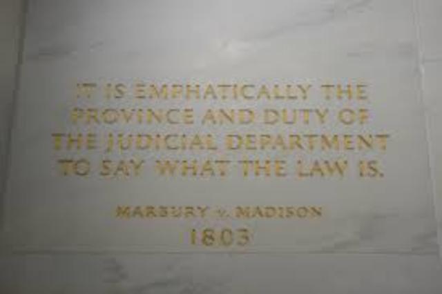 Marbury V. Madison decision was handed down by the supreme court