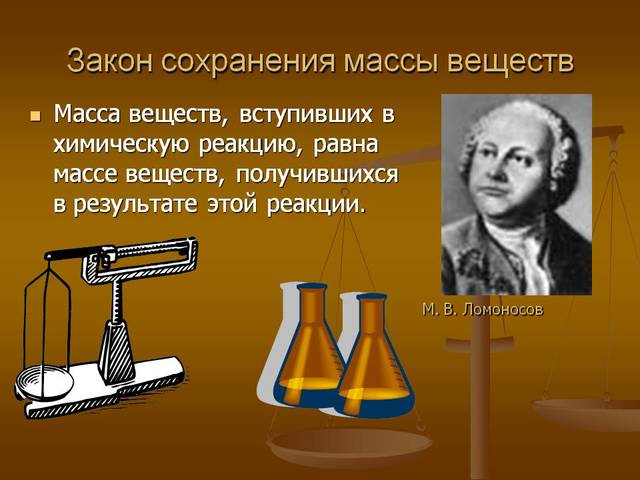 Закон сохранения массы вещества.