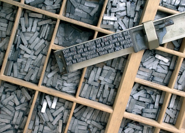 Wooden press which used movable metal type