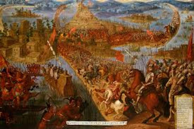 The Spanish campaign led the defeat of the Aztecs