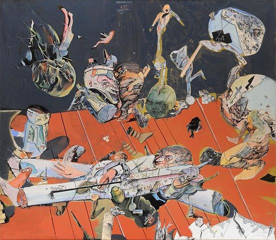 Saint-Nicolas, Ink and acrylic on paper and wood, 1974.