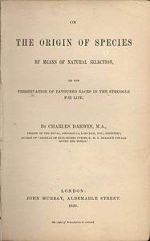 Publicació d'orígen de les especies de Charles Darwin