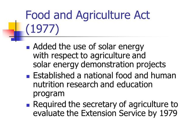 Food and Agriculture Act of 1977