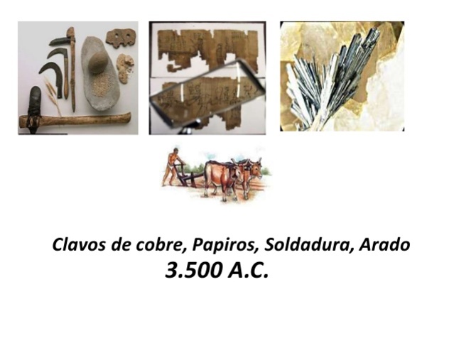 Clavos de cobre, papiros Soldadura y Arado