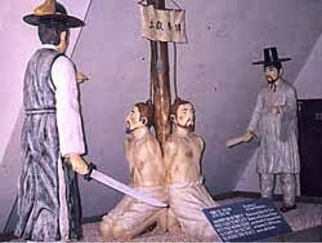 Persecution of 8,000 Korean converts and 9 french missionaries