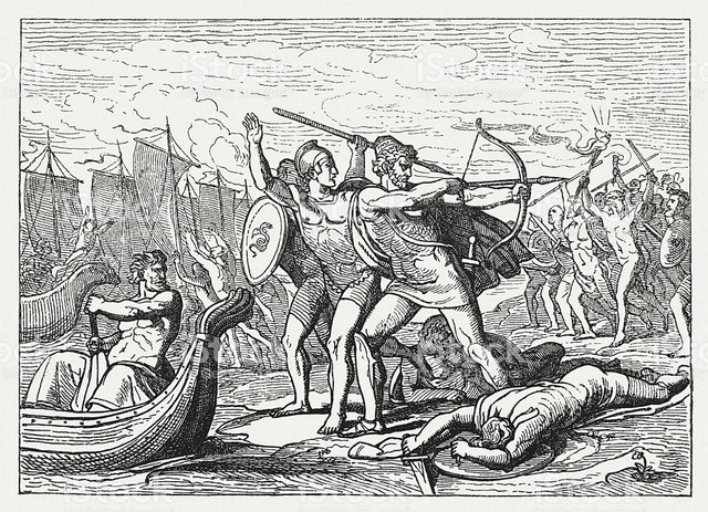 Odysseus and his men raid the Cicones