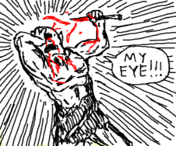 Odysseus blinds Polyphemus