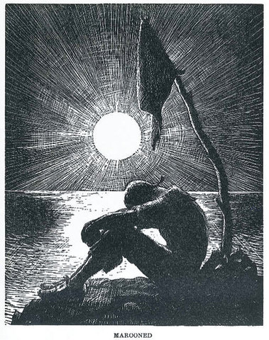 Odysseus and his men leave cyclopes island