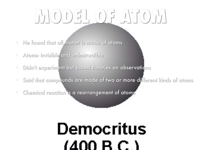 Atomic model of Democritus