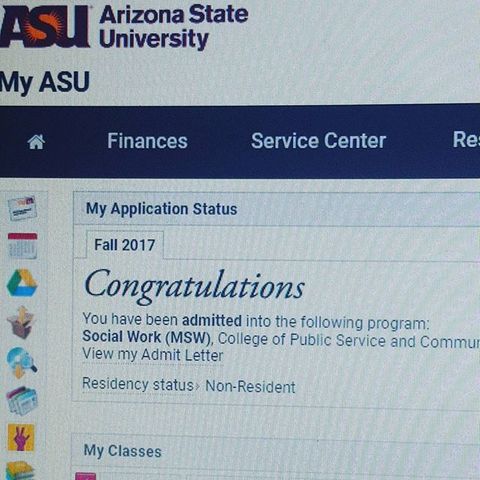Admitted into ASU online MSW program
