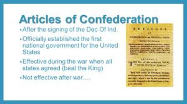 The Articles of Confederation was written to officially