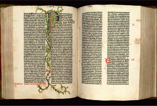 Gutenberg desarrola la biblia de 42 lineas
