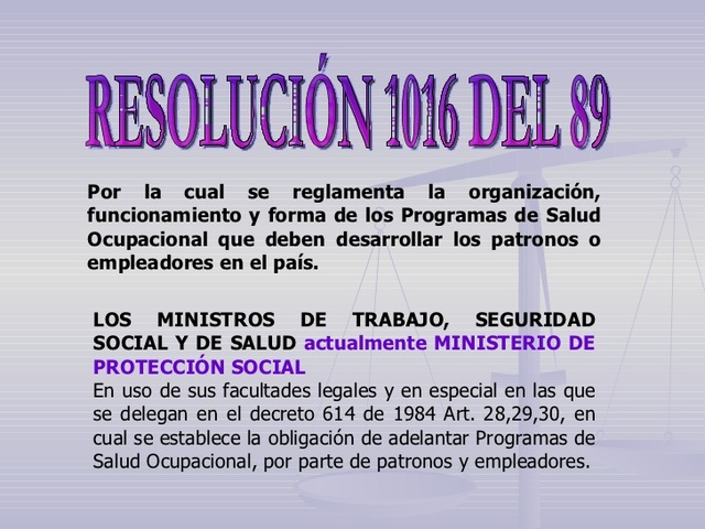 RESOLUCIÓN 1016 DE 1989