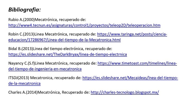 Linea del tiempo Mecatrónica 2017