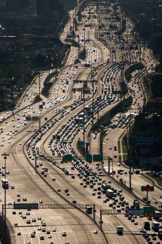 The Katy freeway or Interstate 10 west of Houston (Texas, USA)
