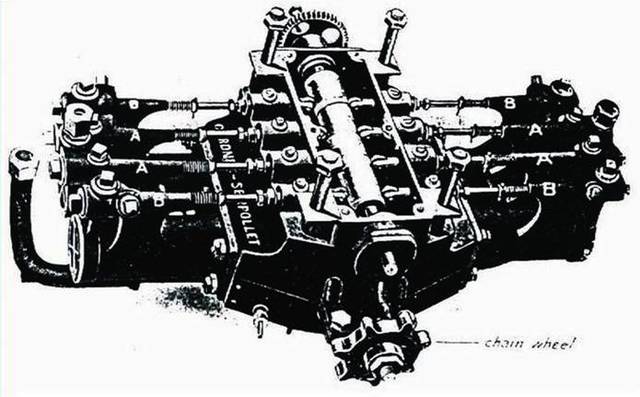 automóvil con motor de cuatro cilindros.