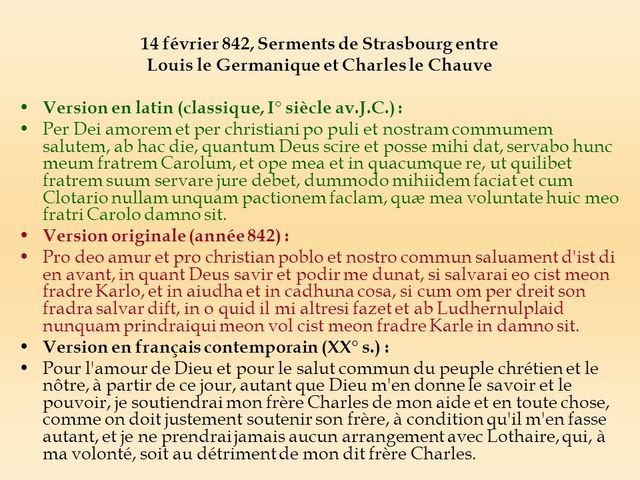 (L)-Serments de Strasbourg (premier texte en ancien français)