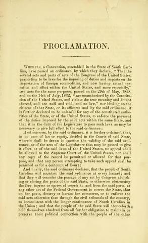 Jackson's Proclamation Against Nullification