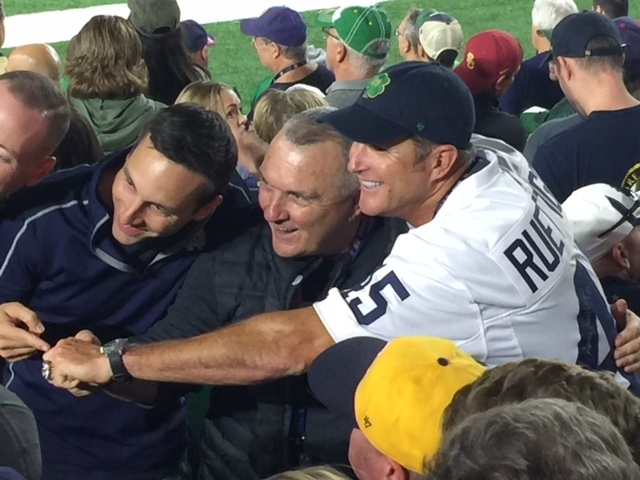 I saw Rudy At the Notre Dame game. He sat 5 rows in front of me.
