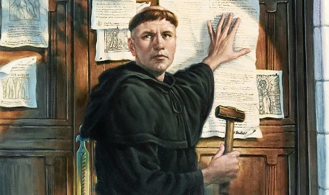 Lutero clava sus 95 tesis en el Castillo de Wittenberg