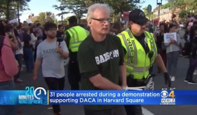 Professors from Babson and Harvard getting arrested in Harvard Square
