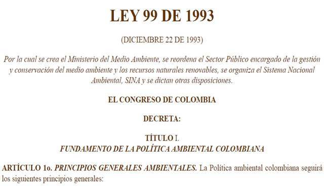 Año 1991- 1993 Nace la ley 99 /1993