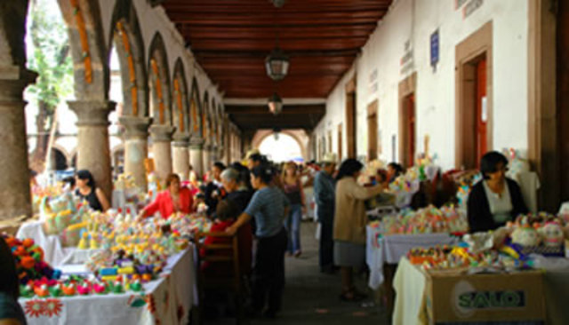 The people go into town and purchase goods at markets