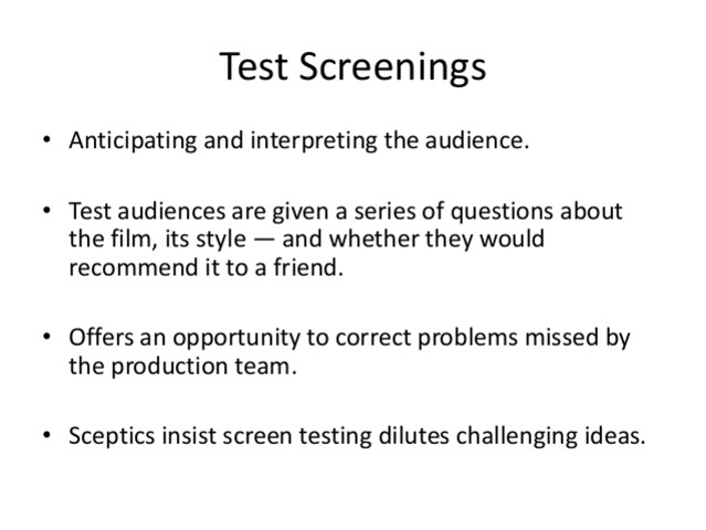 The technique of test screenings