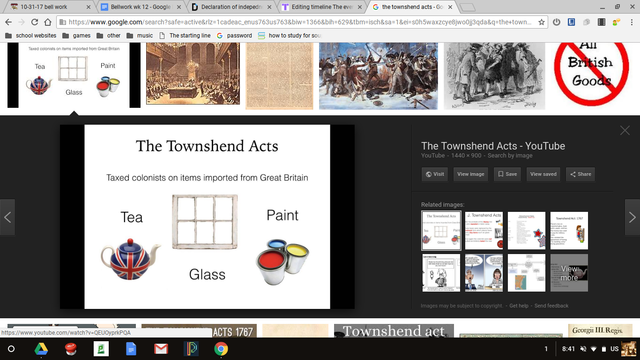 The Townshend acts pass parliament