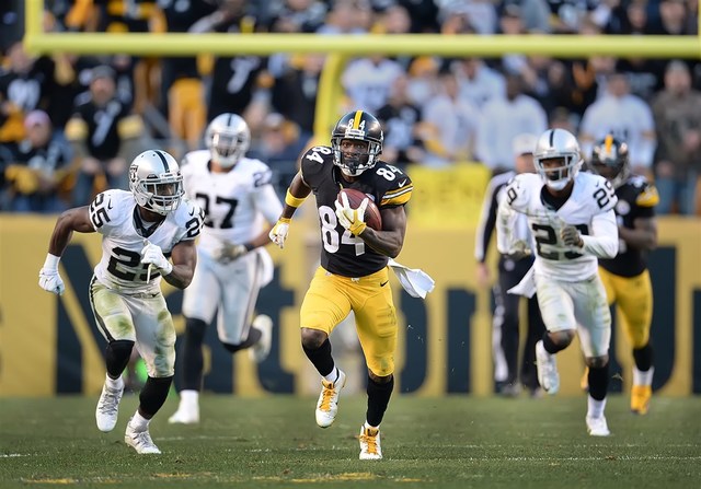 Antonio Brown most yards in one game was 284 yards against the Oakland Raiders