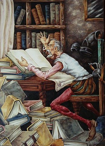 (1) El Quijote lee mucho