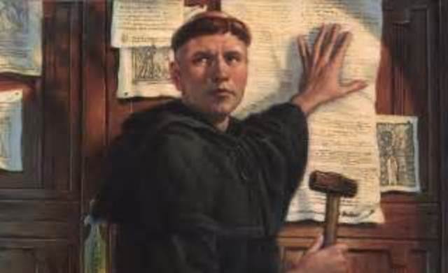 LUTERO CLAVA SUS 95 TESIS EN EL CASTILLO DE WITTEMBERG