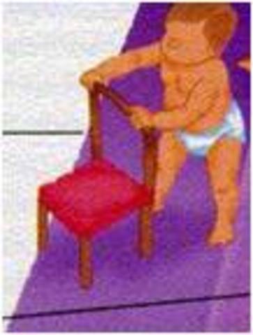 SE LEVANTA SOLO, SOSTENIDO POR UN OBJETO, 9 MESES