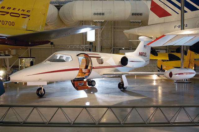 The prototype Learjet 23 makes its first flight on October 7. Powered by two GE CJ610 turbojet engines, it is 43 feet long, with a wingspan of 35.5 feet, and can carry seven passengers in a fully pressurized cabin.
