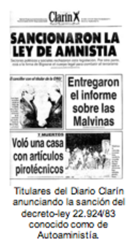 Declaración de la Ley de autoamnistía N.º 22.924