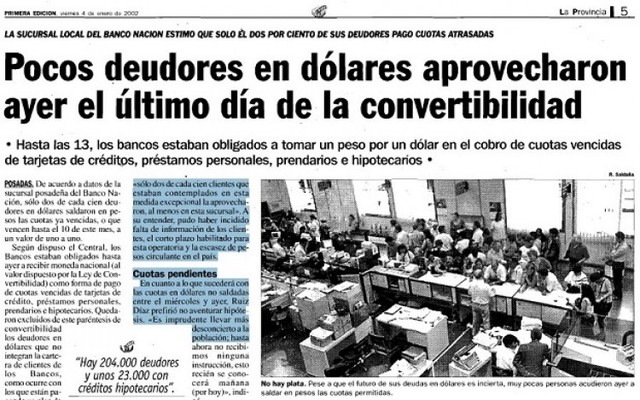 Fin de la Convertibilidad.