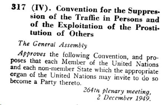 Human Trafficking Convention was held by the UN