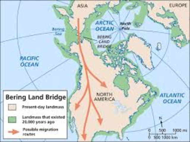 Bering land bridge {first wave}