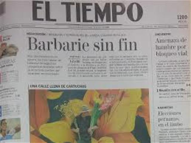 Suspensión del principal periódico del país, Diario El Tiempo