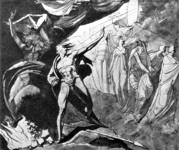 J. H. Füssli, Le streghe mostrano a Macbeth i discendenti di Banquo, 1773.