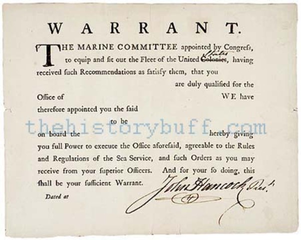 Order issued for arrest of John Hancock.