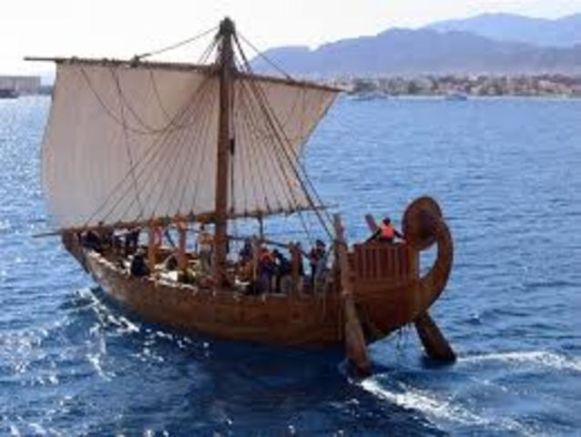 The Egyptians begin using wooden ships.