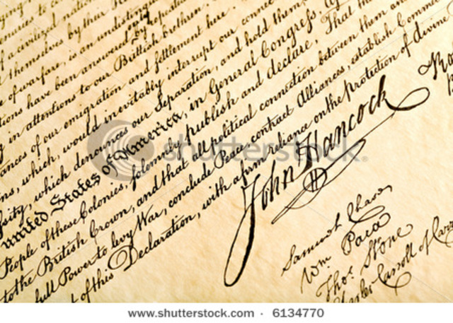 John Hancock first signatory of Declaration of Independence.