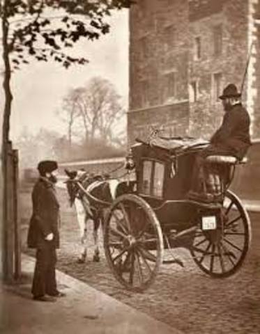 The first hansom cab is made.