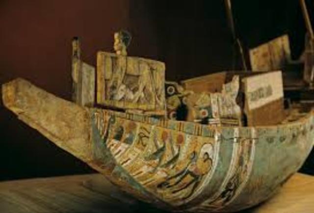 The Egyptians begin using wooden ships