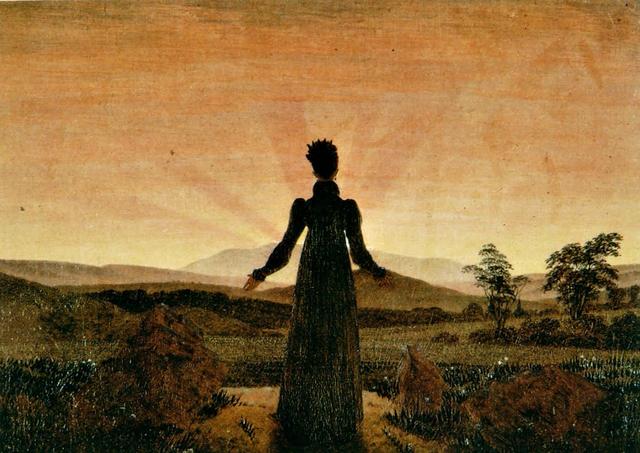 C. D. Friedrich, Donna davanti al tramonto, 1818
