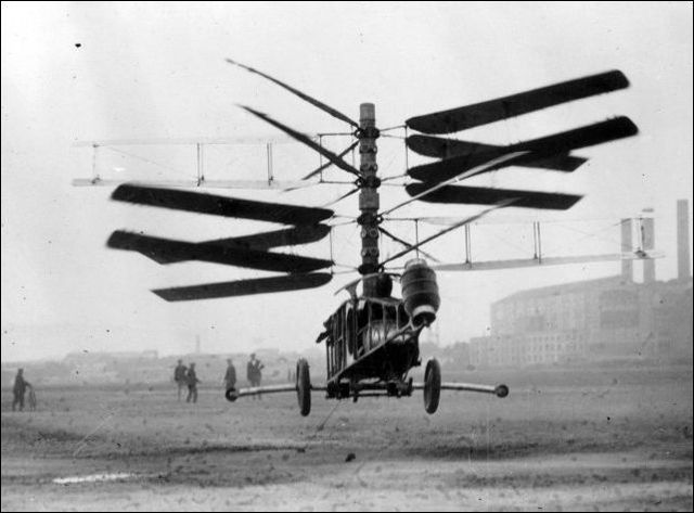 Raul Pateras de Pescara invents a safer type of helicopter.