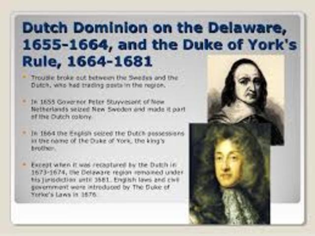 Duke of York's Laws introduced for English laws, civil government