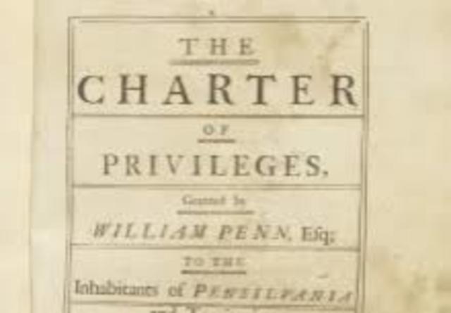 Penn presented Charter of Privileges for Province of Pennsylvania; established religious freedom, tolerance. Remained as constitution until American Revolution
